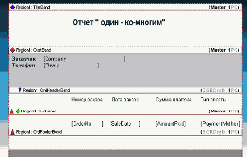 Страница отчета MasterDetailReport в визуальной среде Rave Reports