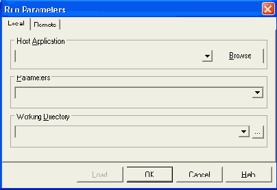 Диалог команды Parameters меню Run